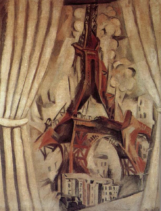 Delaunay, Robert Eiffel Tower  in front of Curtain oil painting picture